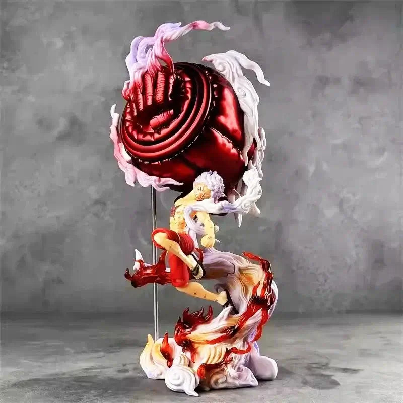 Onigashima Luffy action figure with dynamic pose and detailed design, showcasing powerful fist and swirling effects.