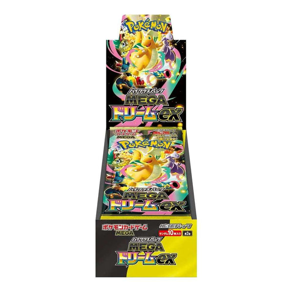 Pokemon Mega DreamX M2 Jap collectible card display box showcasing vibrant graphics and iconic Pokémon designs.