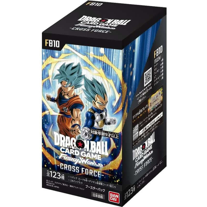 Dragon Ball Super Card Game Fusion World FB10 - Cross Force Booster Pack by Bandai featuring characters in action.